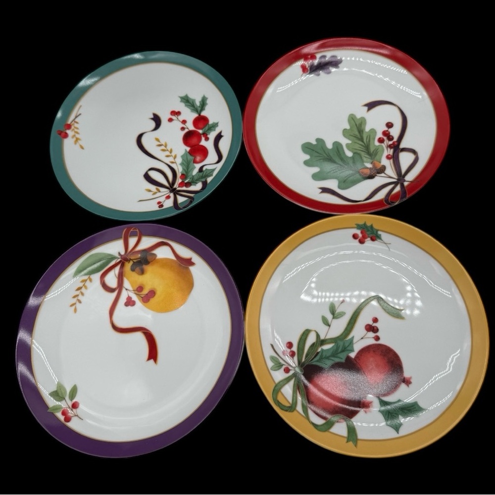 Fringe Studio Holiday 8” Plates - Set of 4 - Fruit Themed